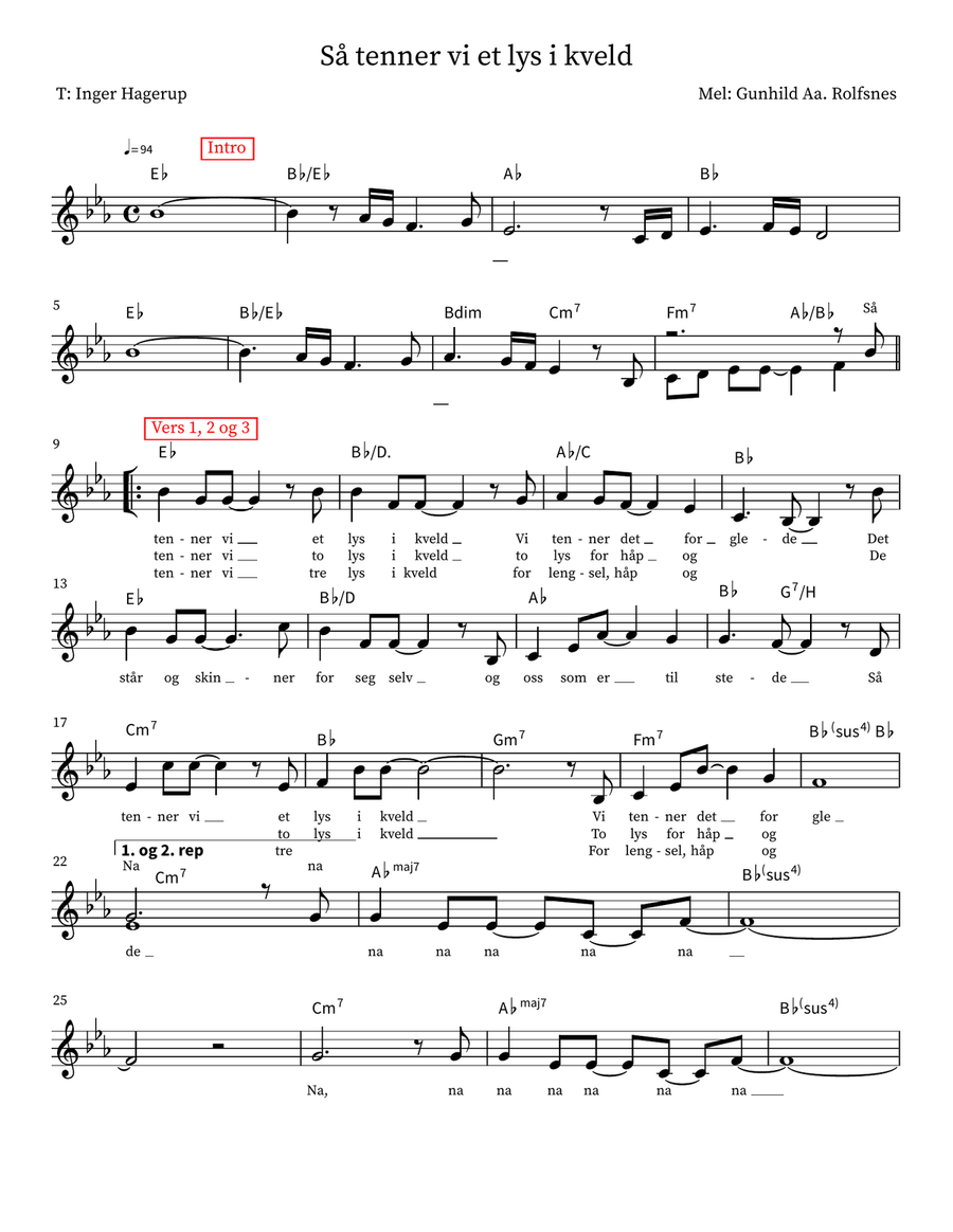 Så tenner vi et lys i kveld Piano Solo scores gallery preview page 1