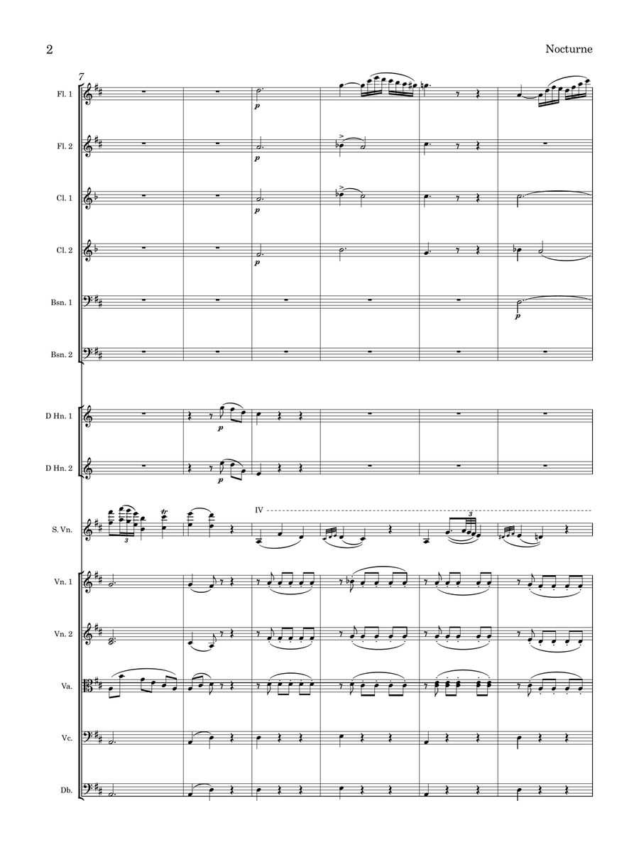 Bull Nocturne Op. 2 for Violin and Orchestra Full Orchestra scores gallery preview page 3