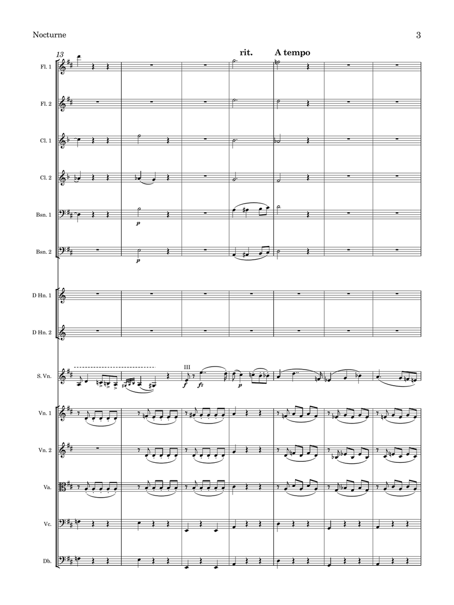 Bull Nocturne Op. 2 for Violin and Orchestra Full Orchestra scores gallery preview page 4
