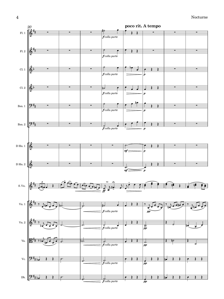 Bull Nocturne Op. 2 for Violin and Orchestra Full Orchestra scores gallery preview page 5