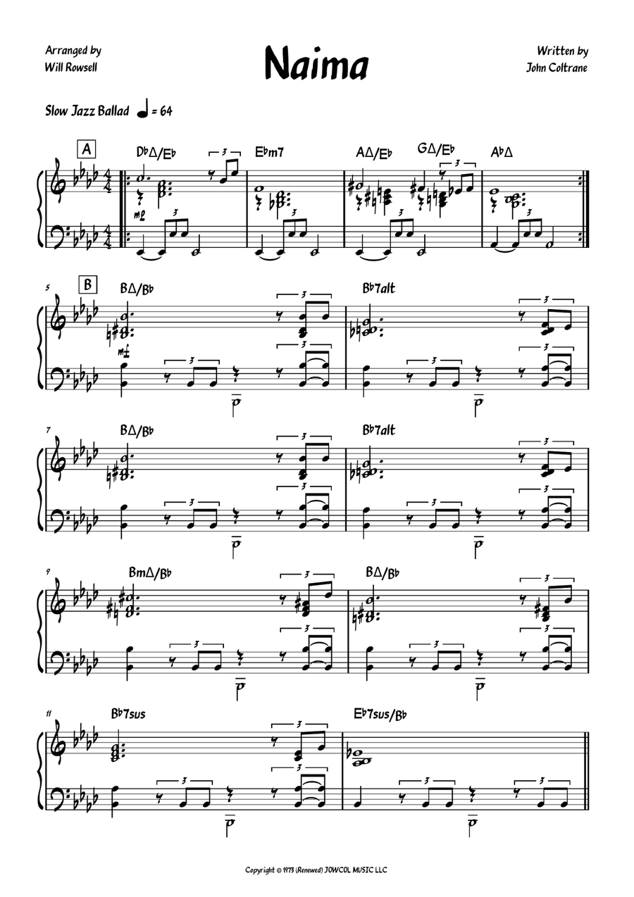 Naima (Niema) Piano Solo scores gallery preview page 1