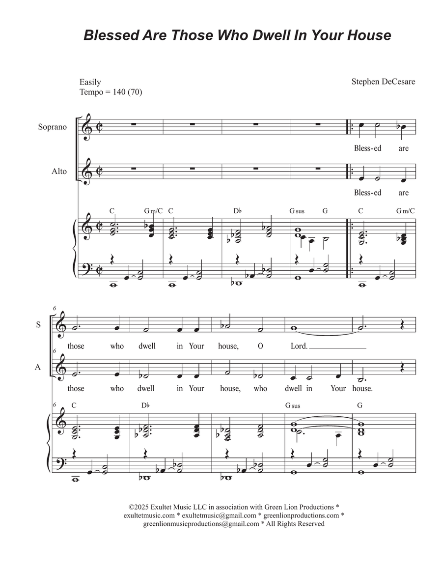 Blessed Are Those Who Dwell In Your House (2-part choir - (SA) SA scores gallery preview page 1