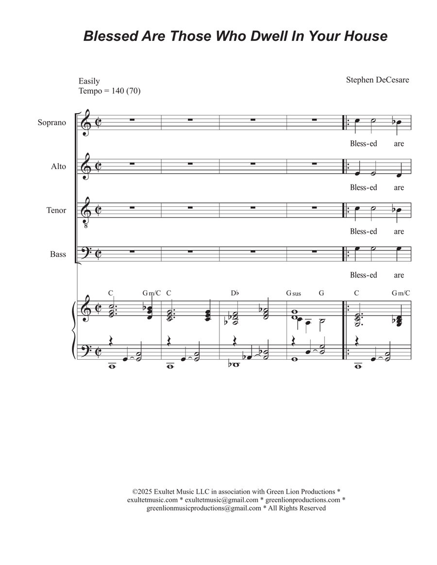 Blessed Are Those Who Dwell In Your House (SATB) 4-Part scores gallery preview page 1