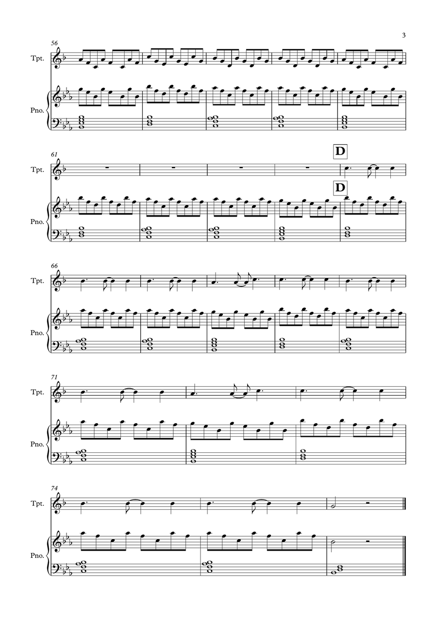 Clocks Clocks Trumpet Solo scores gallery preview page 3