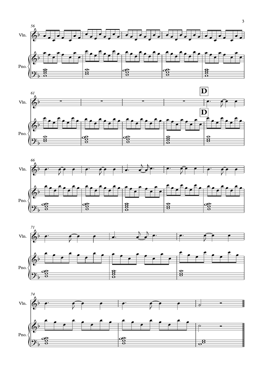 Clocks Clocks Violin Solo scores gallery preview page 3