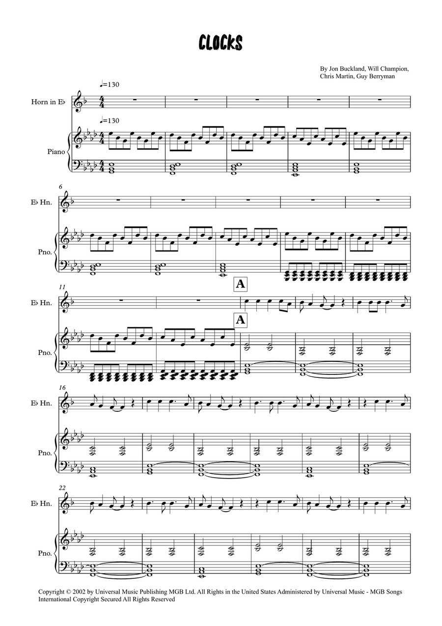 Clocks Clocks Horn scores gallery preview page 1