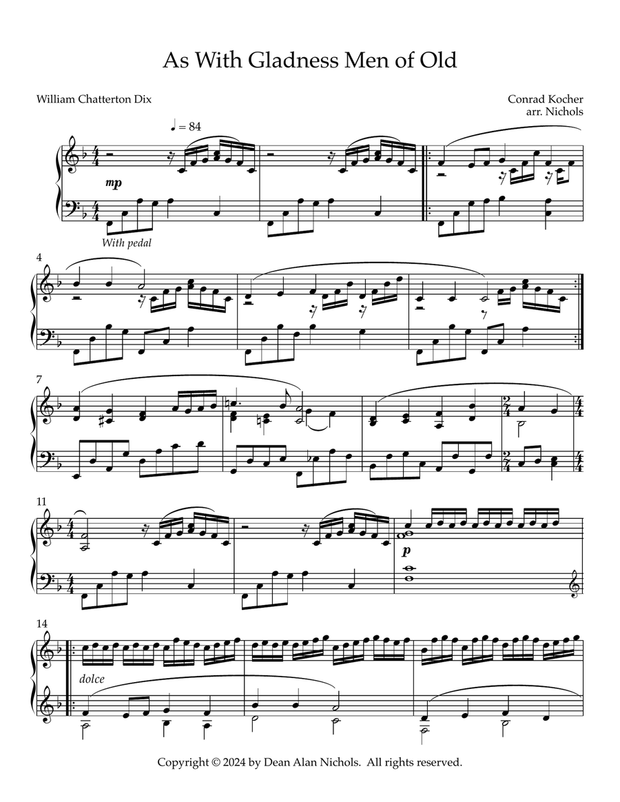 As With Gladness Men of Old Piano Solo scores gallery preview page 1