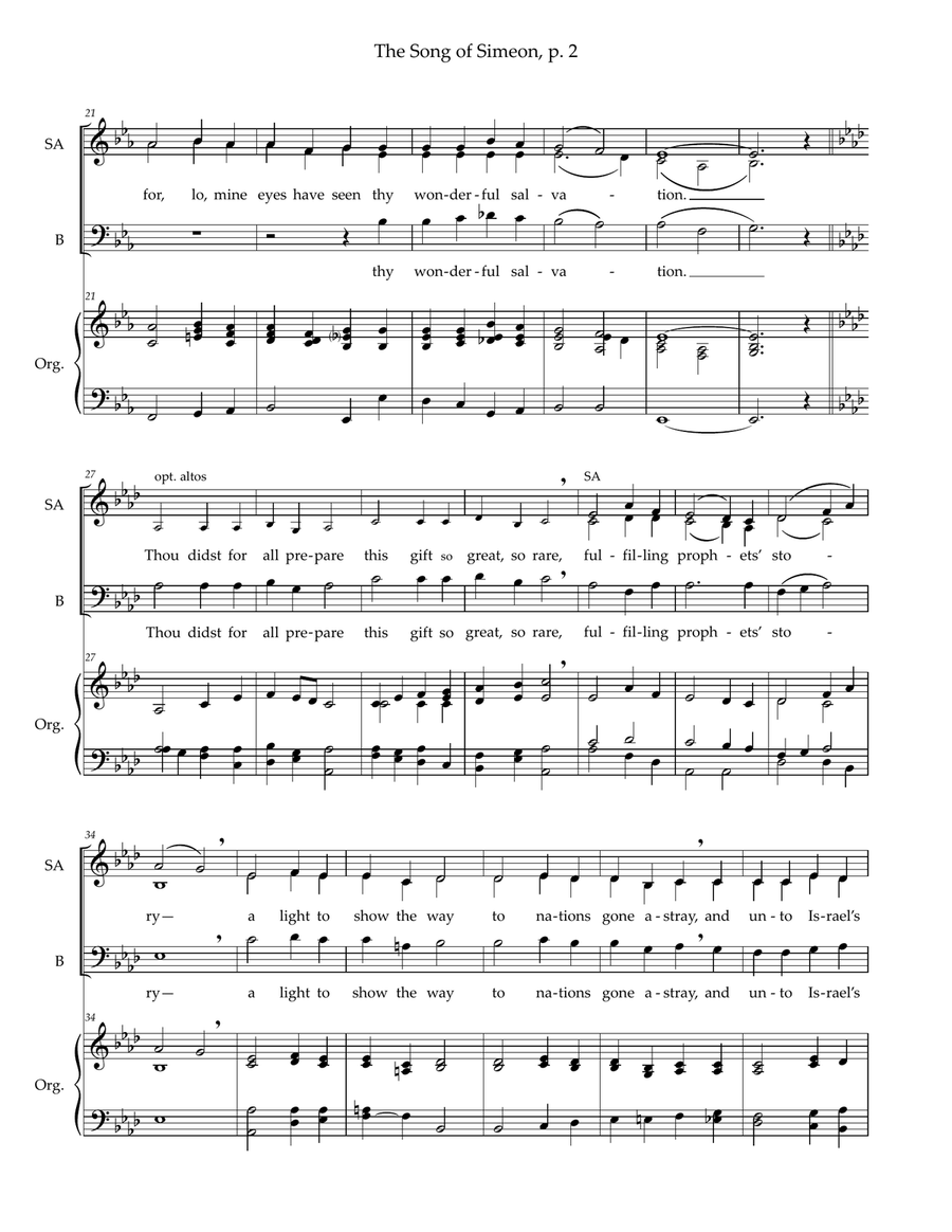 The Song of Simeon — SAB voices, organ 3-Part scores gallery preview page 3