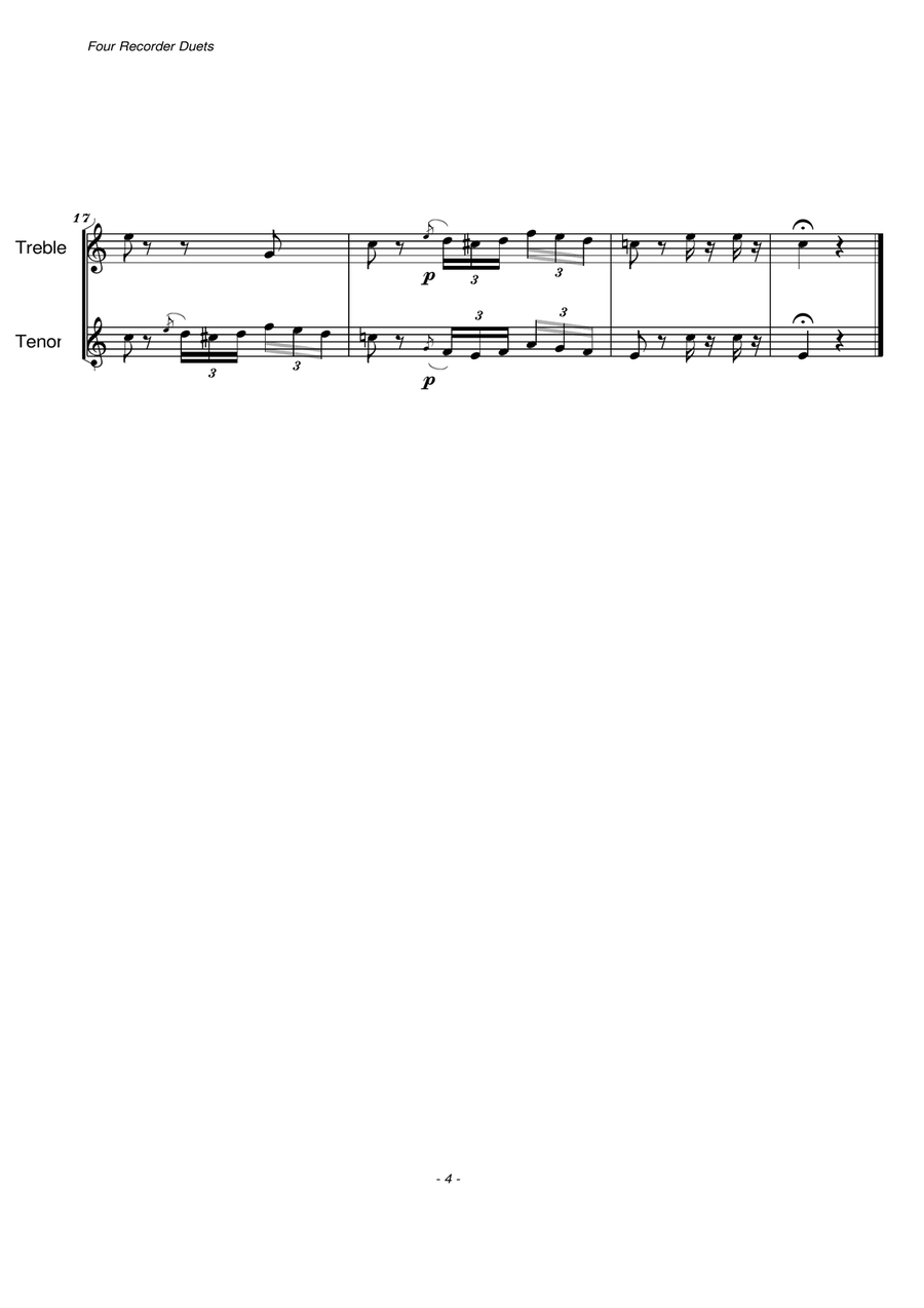 Four Recorder Duets (Treble and Tenor Recorder Duet) Woodwind Duet scores gallery preview page 5