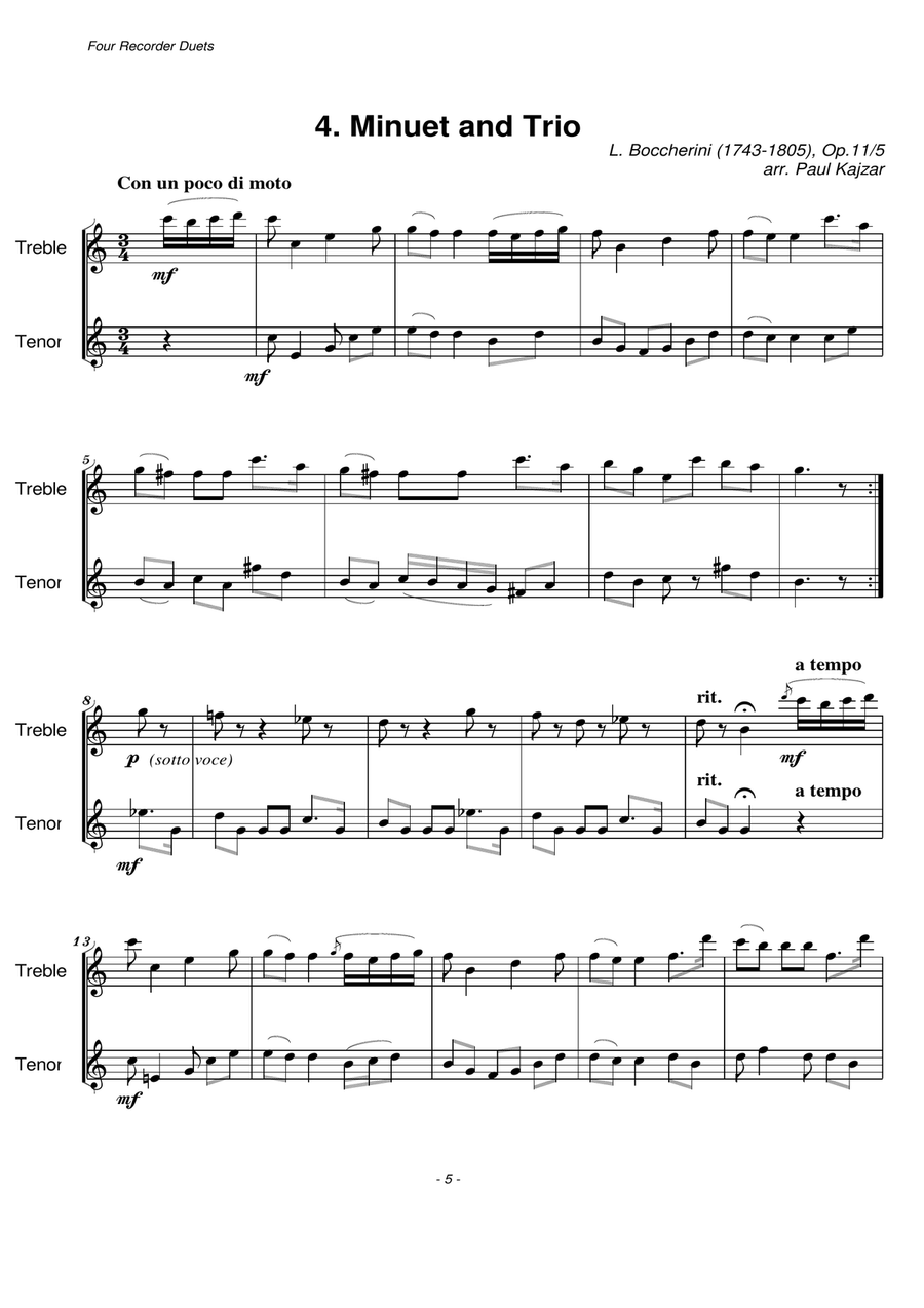 Four Recorder Duets (Treble and Tenor Recorder Duet) Woodwind Duet scores gallery preview page 6