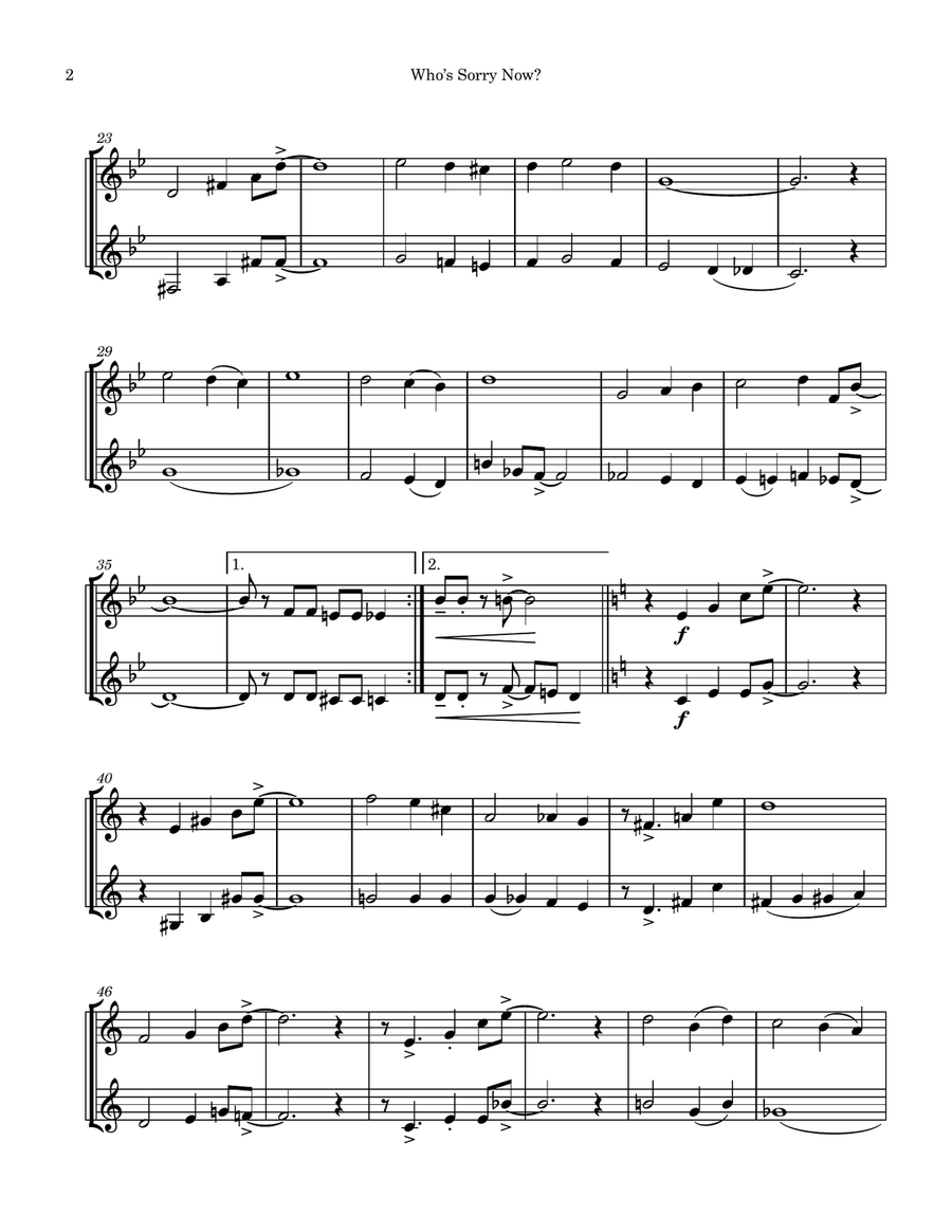 Who's Sorry Now? Who's Sorry Now? Clarinet Duet scores gallery preview page 2