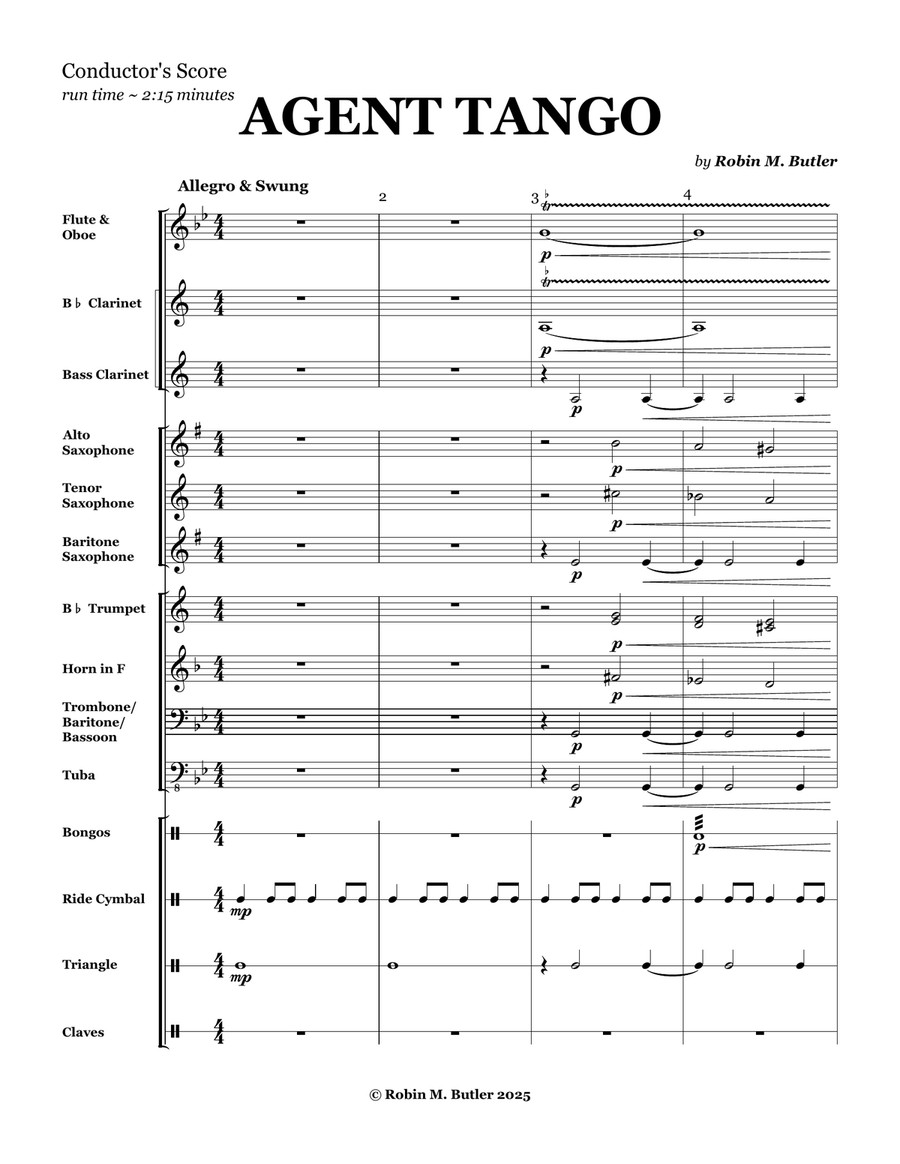 Agent Tango - Grade 1.5 Concert Band Concert Band scores gallery preview page 5