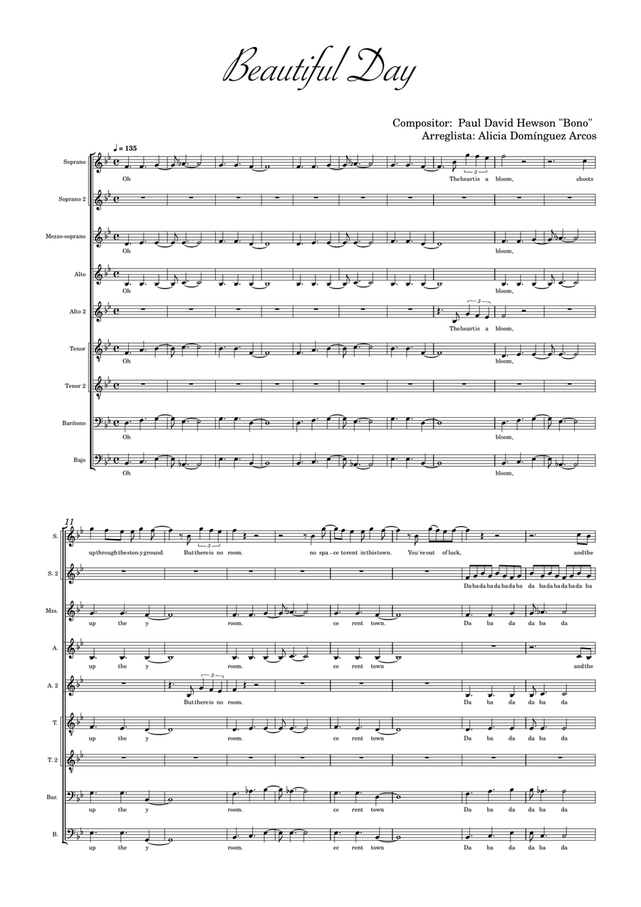 Beautiful Day A Cappella scores gallery preview page 1