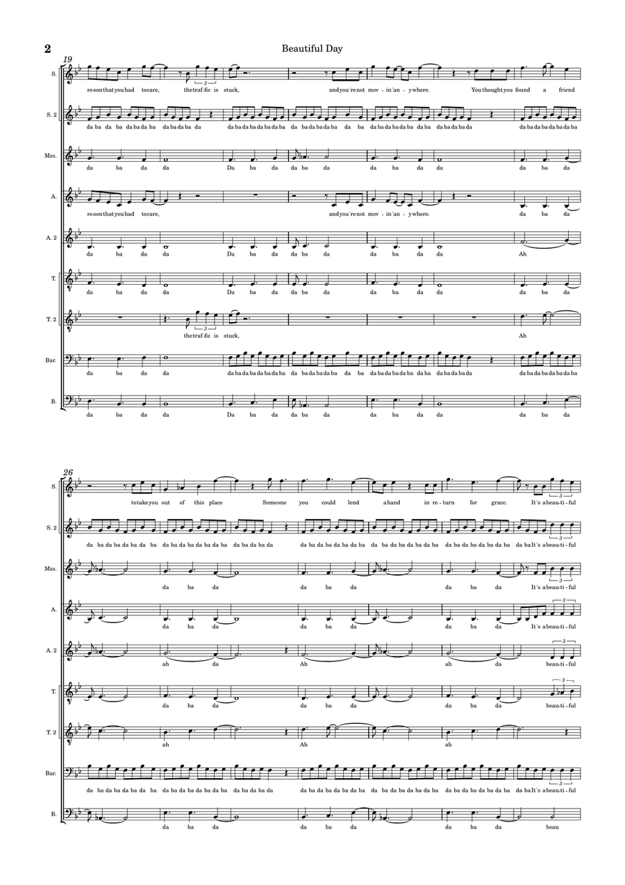 Beautiful Day A Cappella scores gallery preview page 2