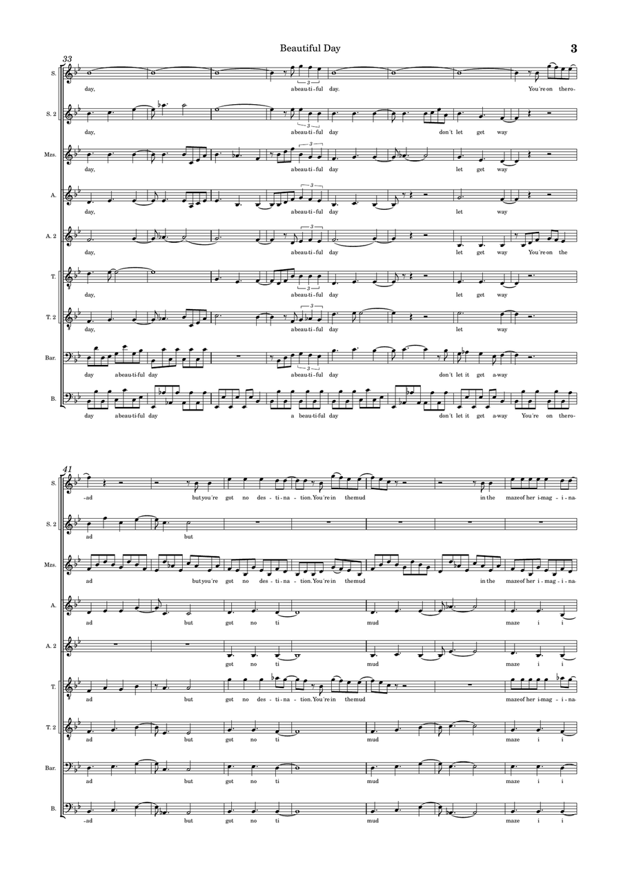 Beautiful Day A Cappella scores gallery preview page 3