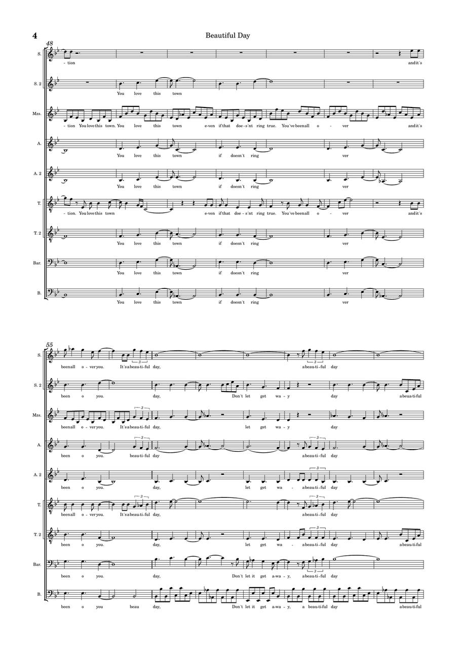 Beautiful Day A Cappella scores gallery preview page 4