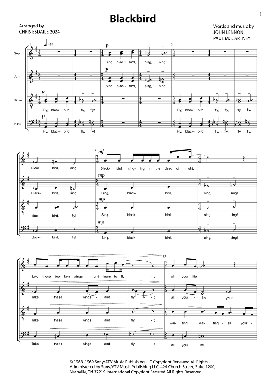 Blackbird Blackbird 4-Part scores gallery preview page 1