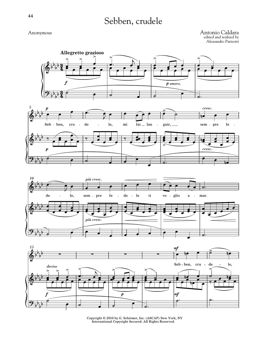 Sebben, Crudele (High Voice) High Voice scores gallery preview page 1