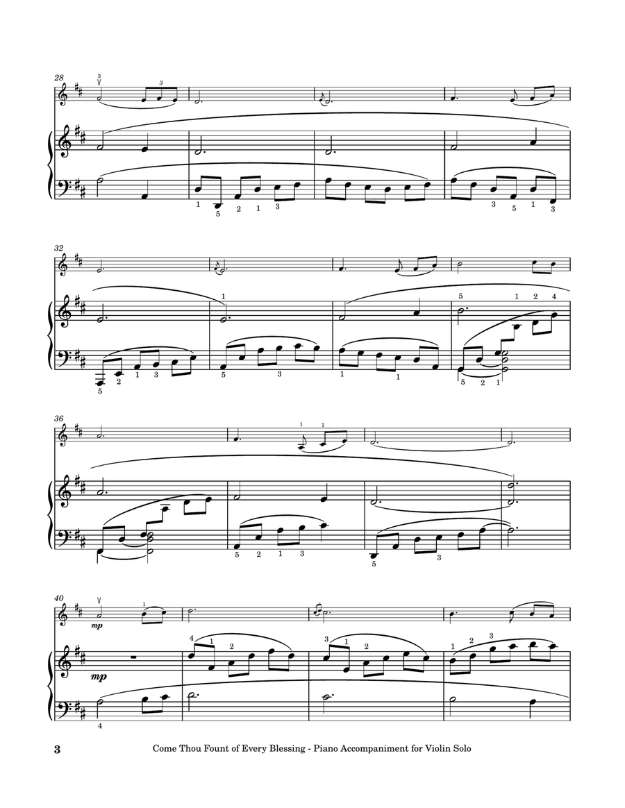 Come, Thou Fount of Every Blessing - Violin Solo with Piano Accompaniment Violin Solo scores gallery preview page 4