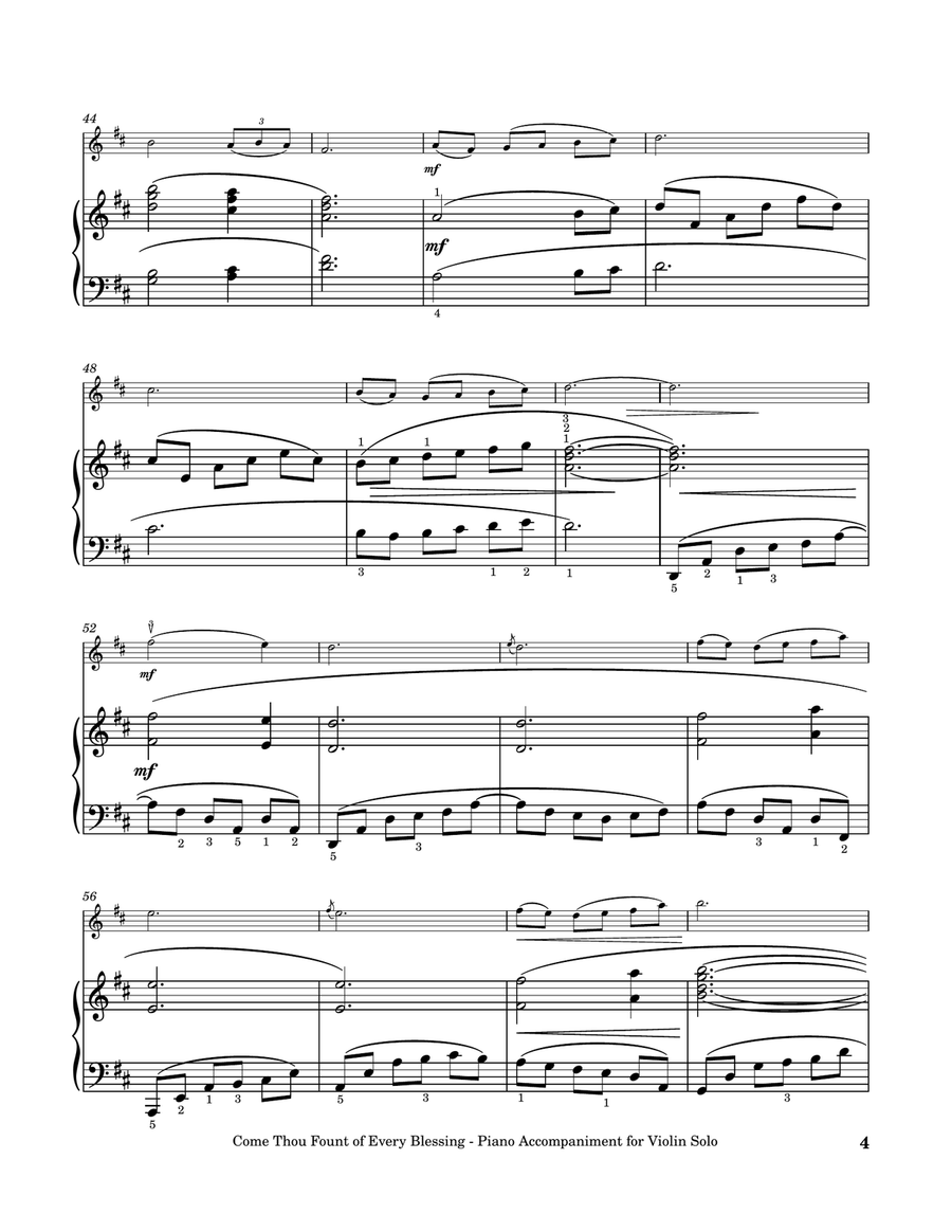 Come, Thou Fount of Every Blessing - Violin Solo with Piano Accompaniment Violin Solo scores gallery preview page 5