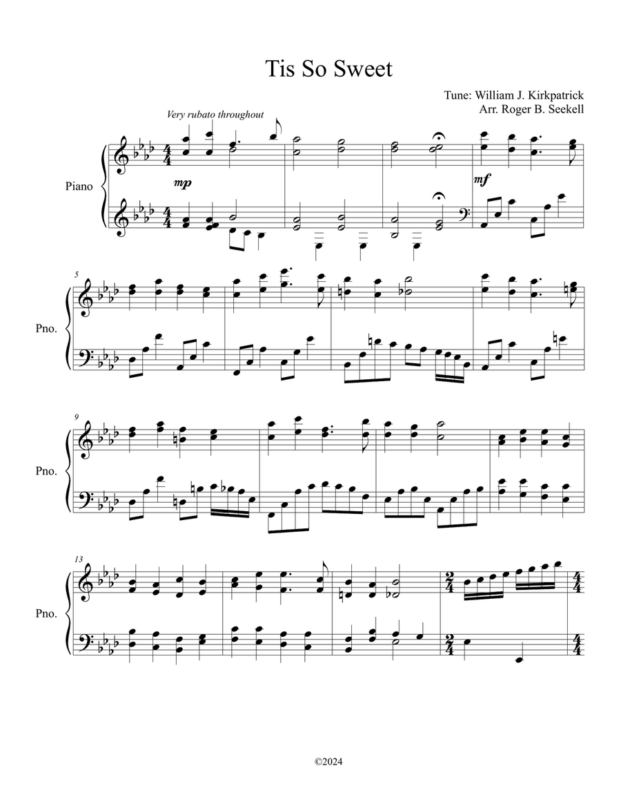 'Tis So Sweet 'Tis So Sweet Piano Solo scores gallery preview page 1