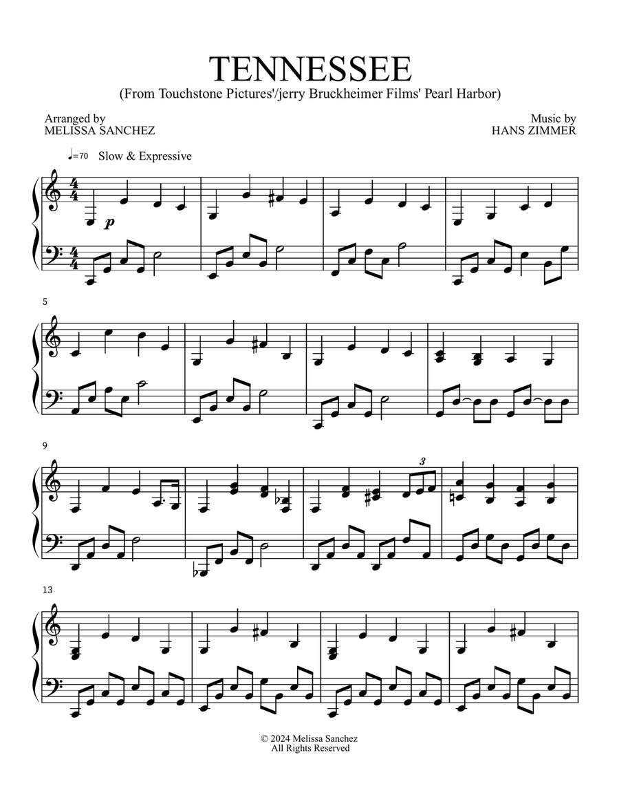 Tennessee Tennessee Piano Solo scores gallery preview page 1