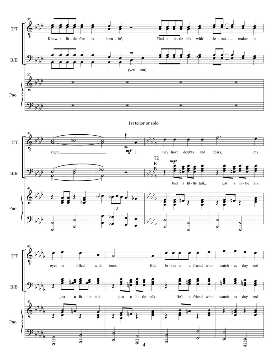 Just A Little Talk With Jesus TTBB scores gallery preview page 4