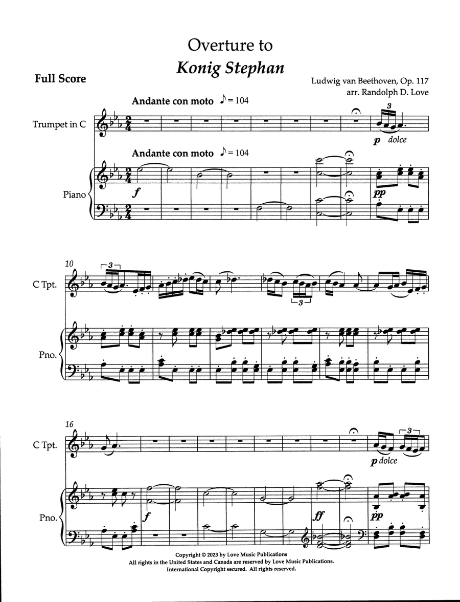 Overture to Konig Stephan Chamber Music scores gallery preview page 1