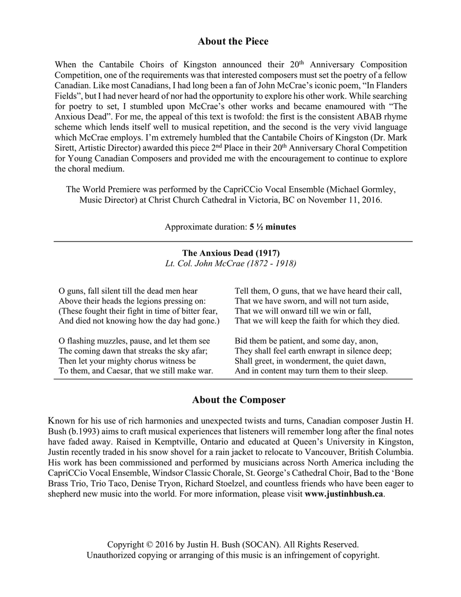 The Anxious Dead for SATB Choir & Piano 4-Part scores gallery preview page 2