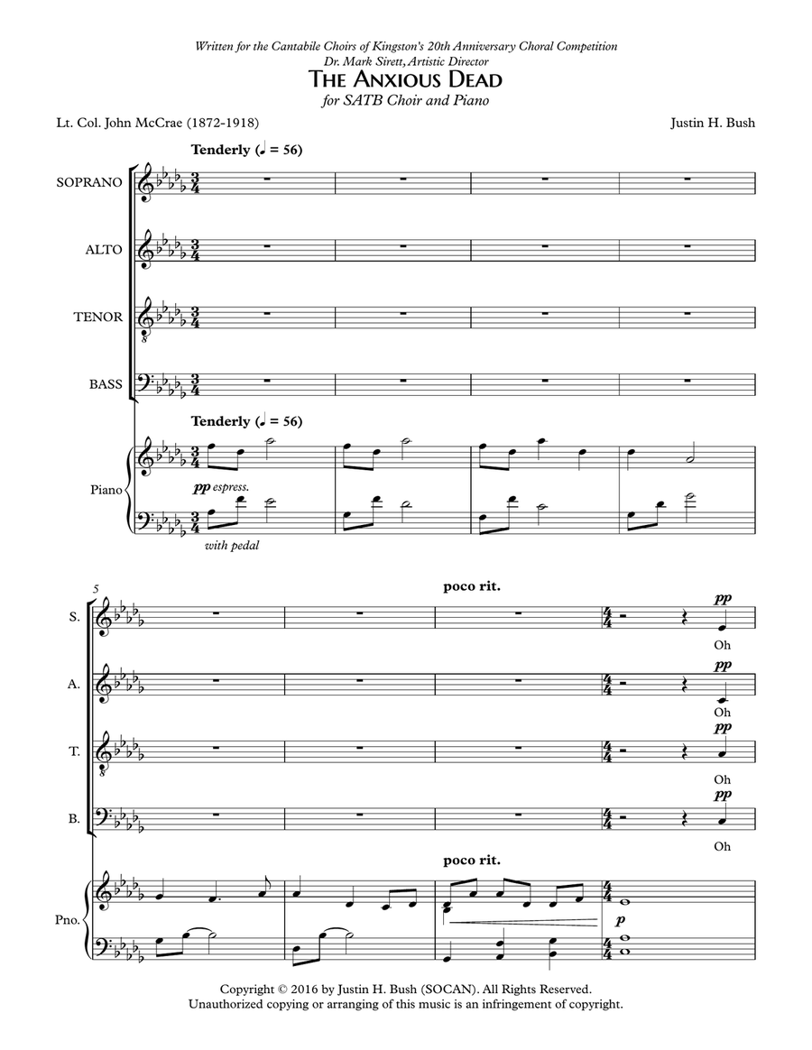 The Anxious Dead for SATB Choir & Piano 4-Part scores gallery preview page 3