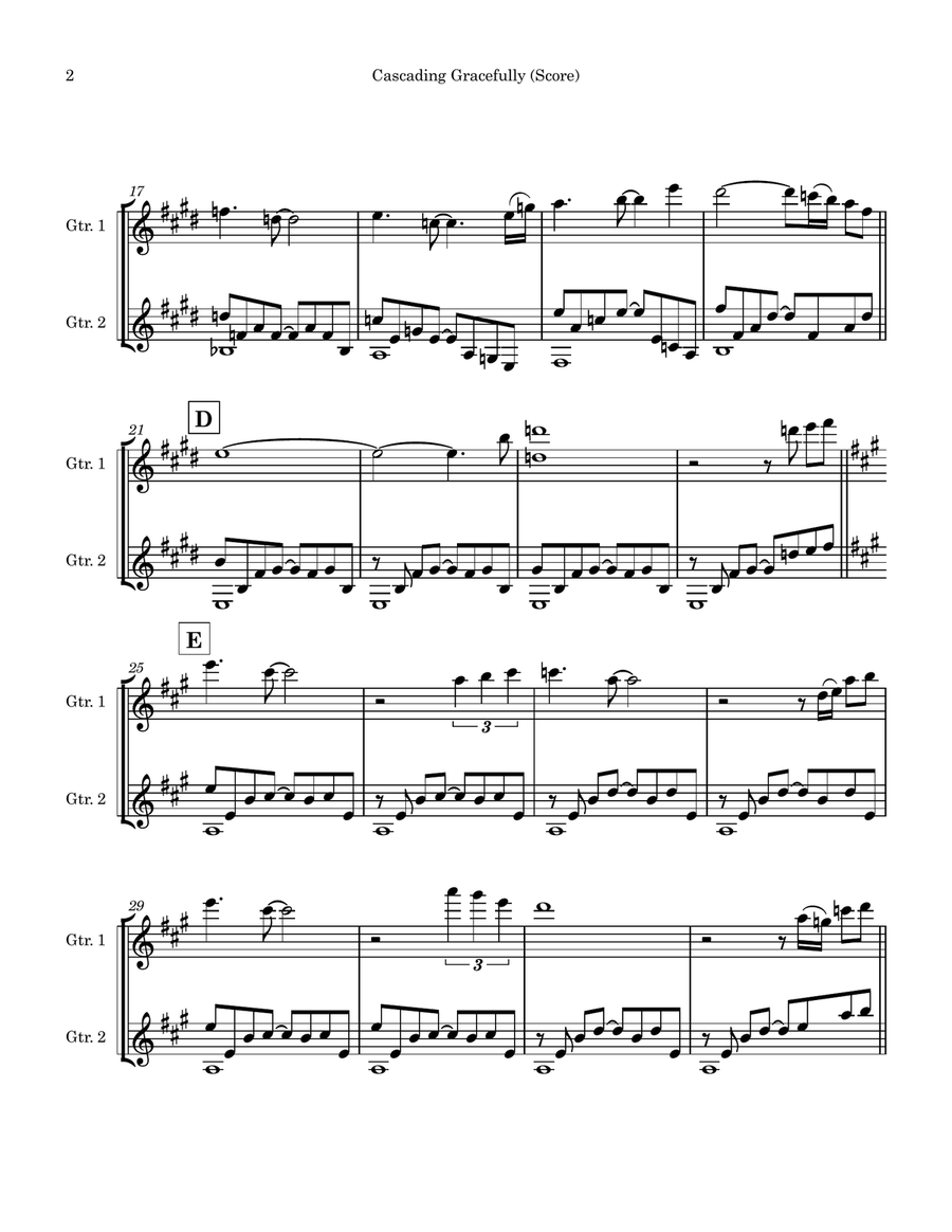 Cascading Gracefully - guitar duet (score and parts) Acoustic Guitar scores gallery preview page 2