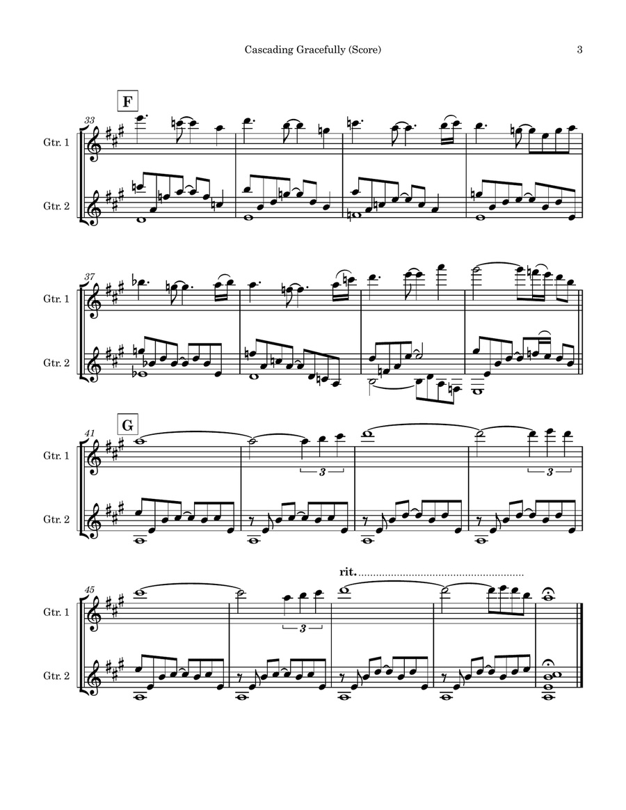 Cascading Gracefully - guitar duet (score and parts) Acoustic Guitar scores gallery preview page 3