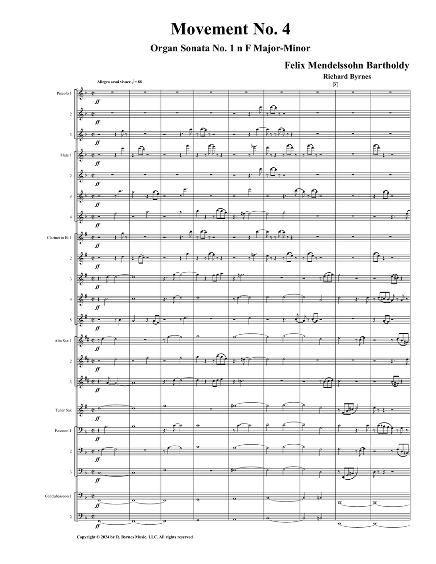 Felix Mendelssohn - Organ Sonata No. 1, Mvt 4 (Woodwind Choir) Felix Mendelssohn - Organ Sonata No. 1, Mvt 4 (Woodwind Choir) Woodwind Ensemble scores gallery preview page 1
