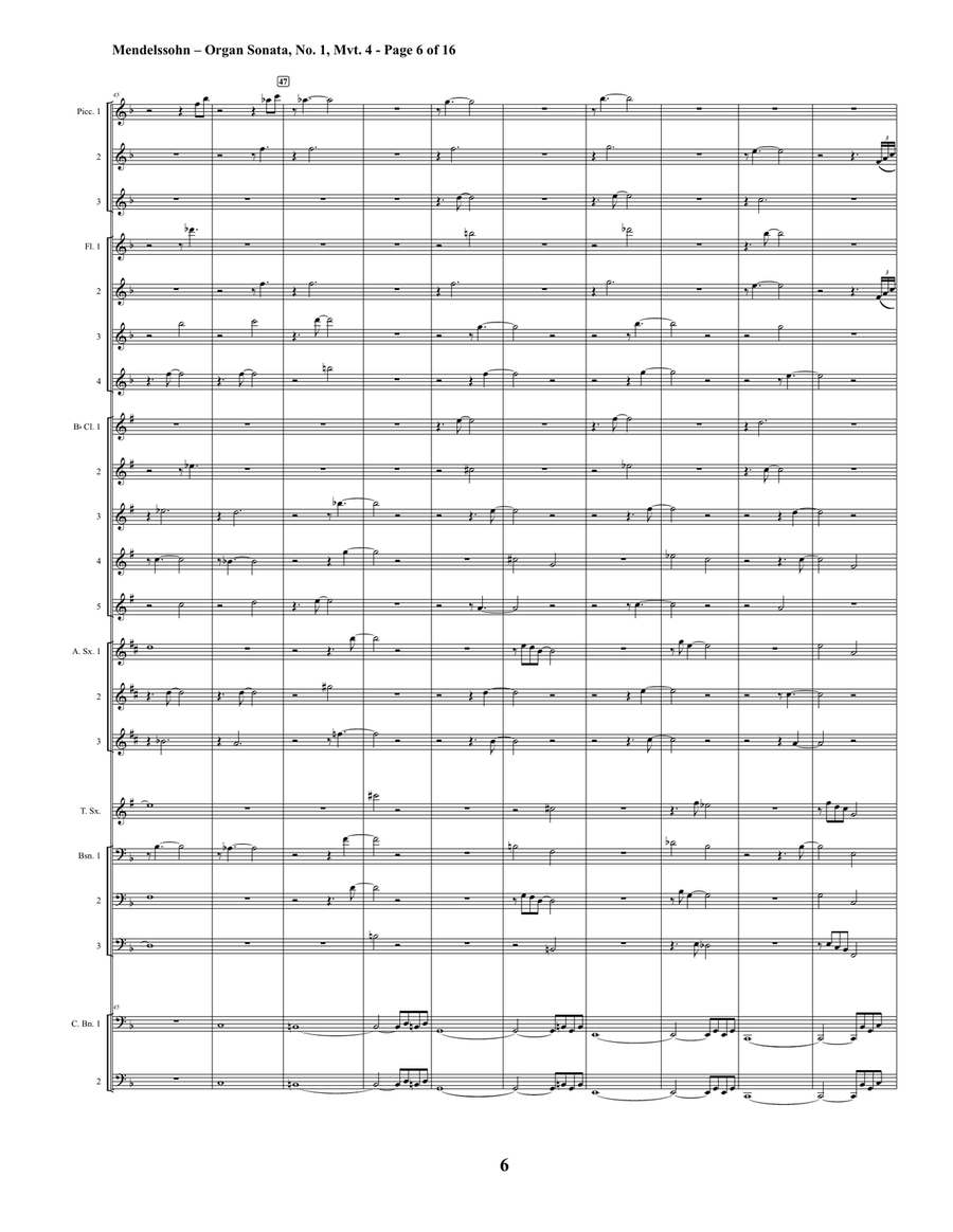 Felix Mendelssohn - Organ Sonata No. 1, Mvt 4 (Woodwind Choir) Felix Mendelssohn - Organ Sonata No. 1, Mvt 4 (Woodwind Choir) Woodwind Ensemble scores gallery preview page 6