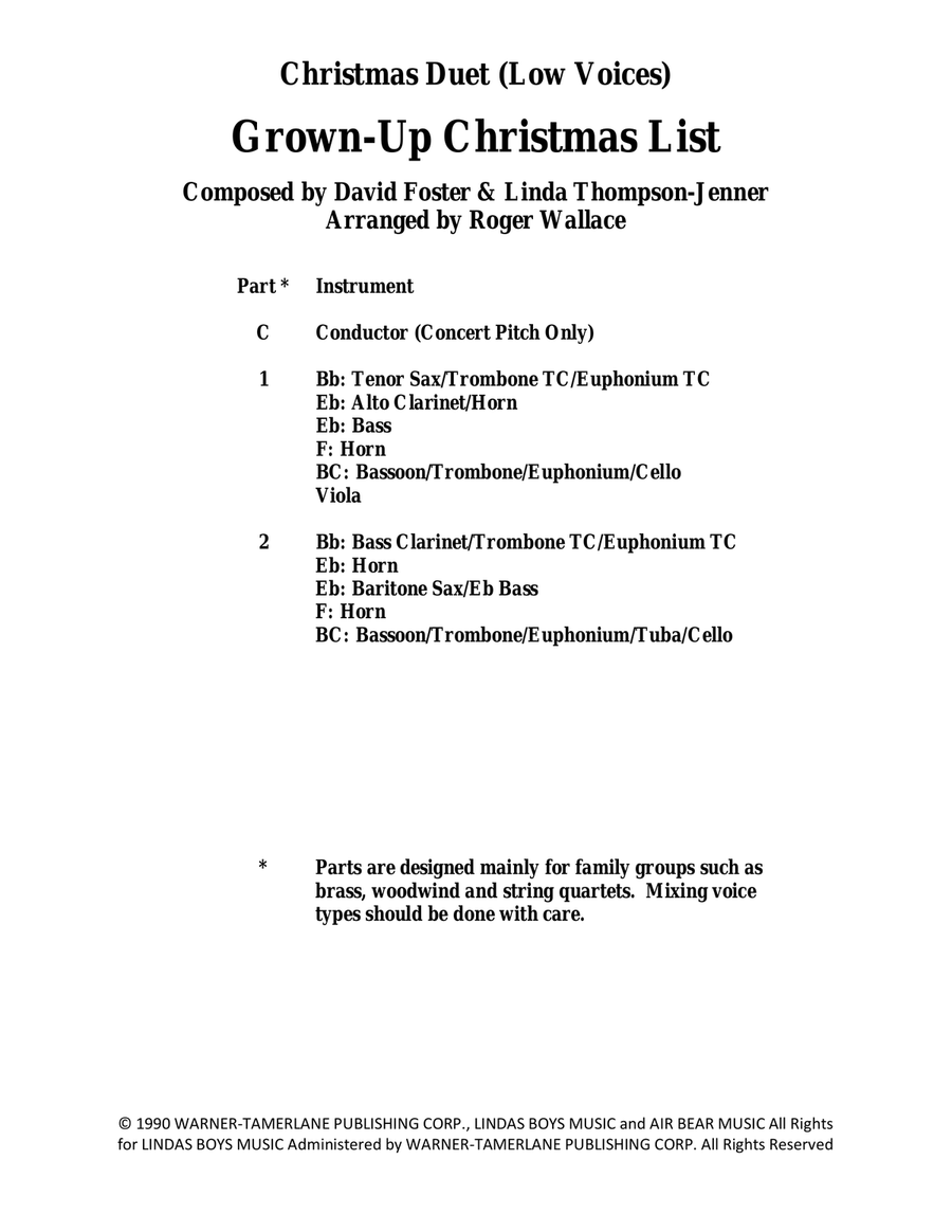 Grown-Up Christmas List Grown-Up Christmas List Trombone Duet scores gallery preview page 1