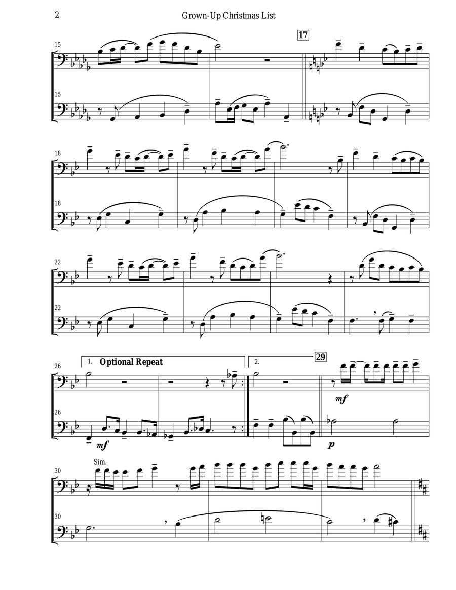 Grown-Up Christmas List Grown-Up Christmas List Trombone Duet scores gallery preview page 3