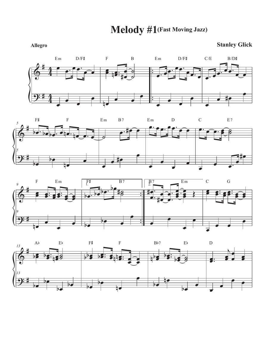 Songs of Easy Play Jazz Book #9 Piano Solo scores gallery preview page 1