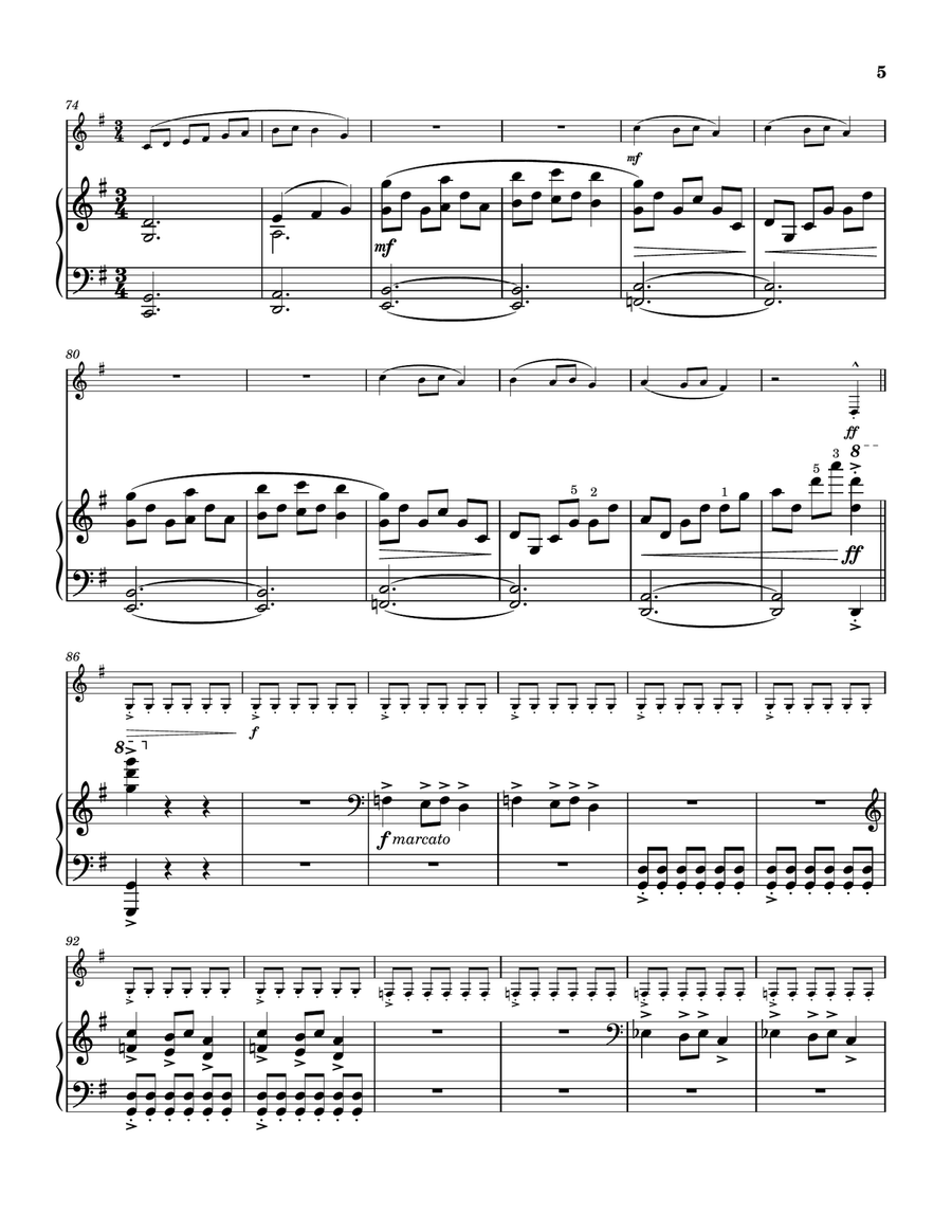 Carol of the Bells Fantasy for alto sax and piano Alto Saxophone scores gallery preview page 5