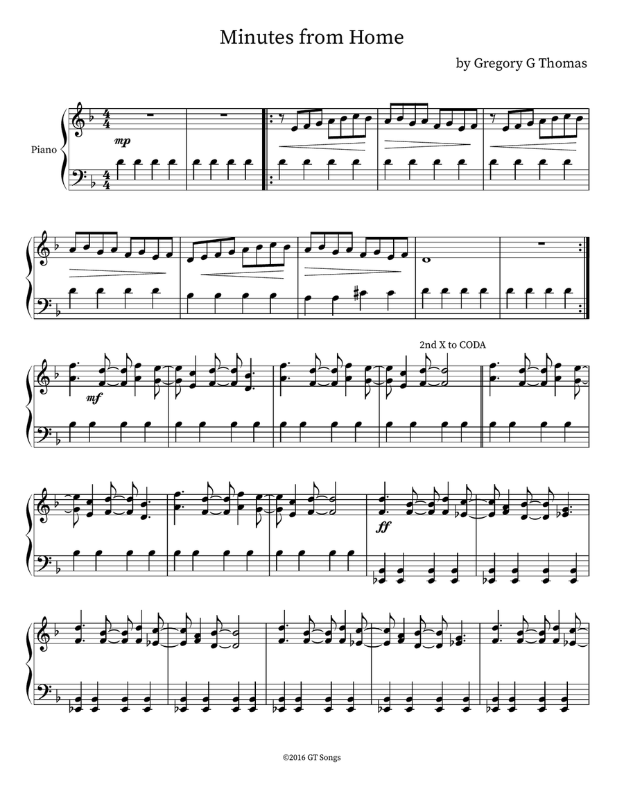 Minutes from Home Minutes from Home Piano scores gallery preview page 1