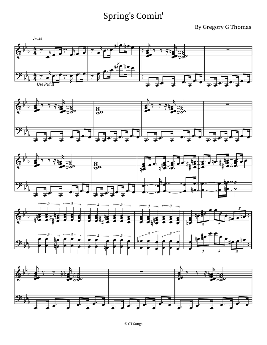 Spring's Comin' Piano scores gallery preview page 1