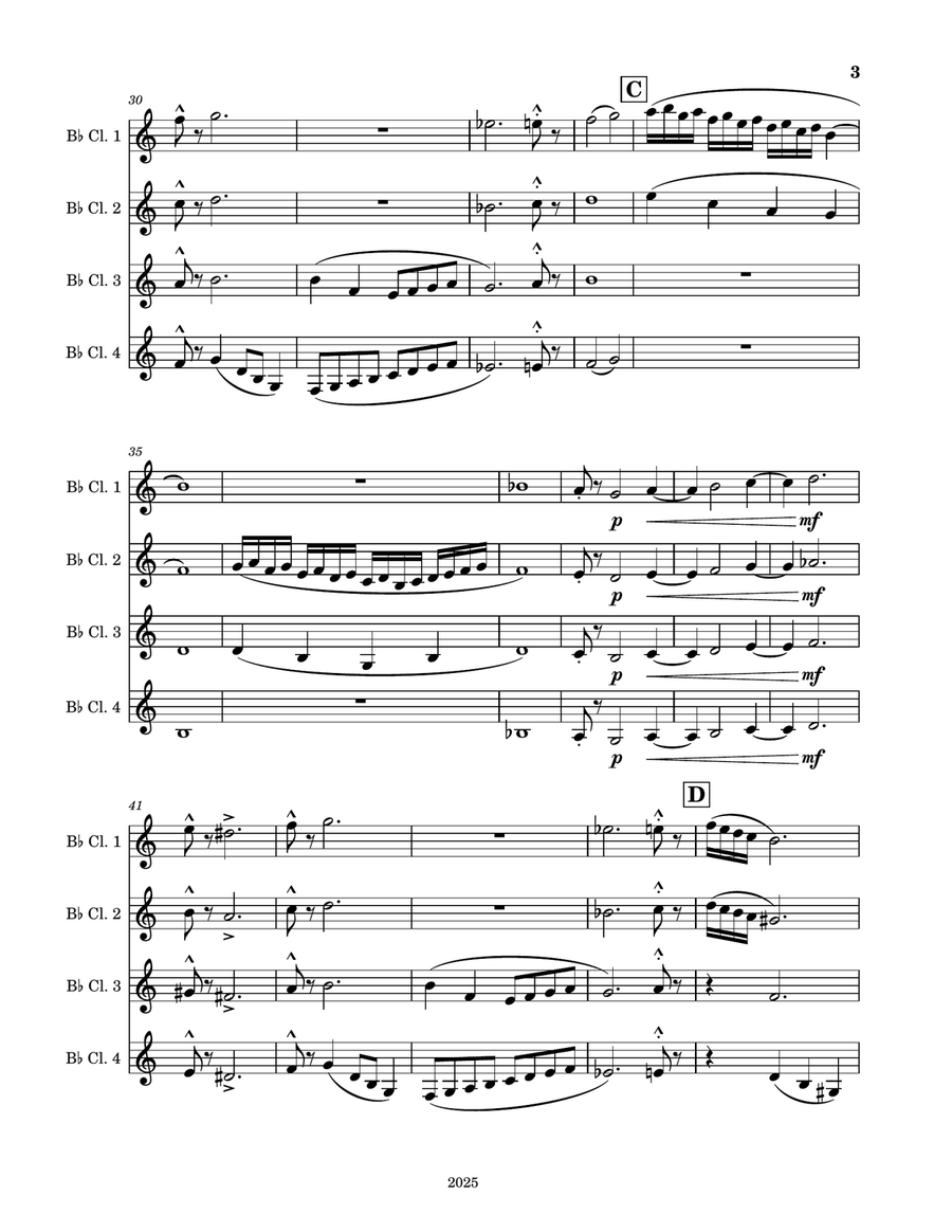 Clarinet Quartet No. 1325 Clarinet Quartet scores gallery preview page 3