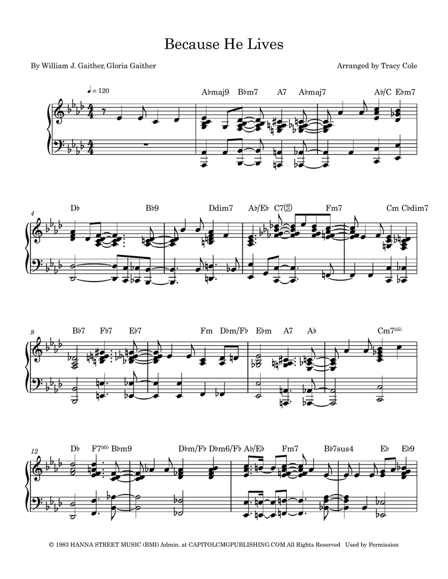 Because He Lives Because He Lives Piano Solo scores gallery preview page 1