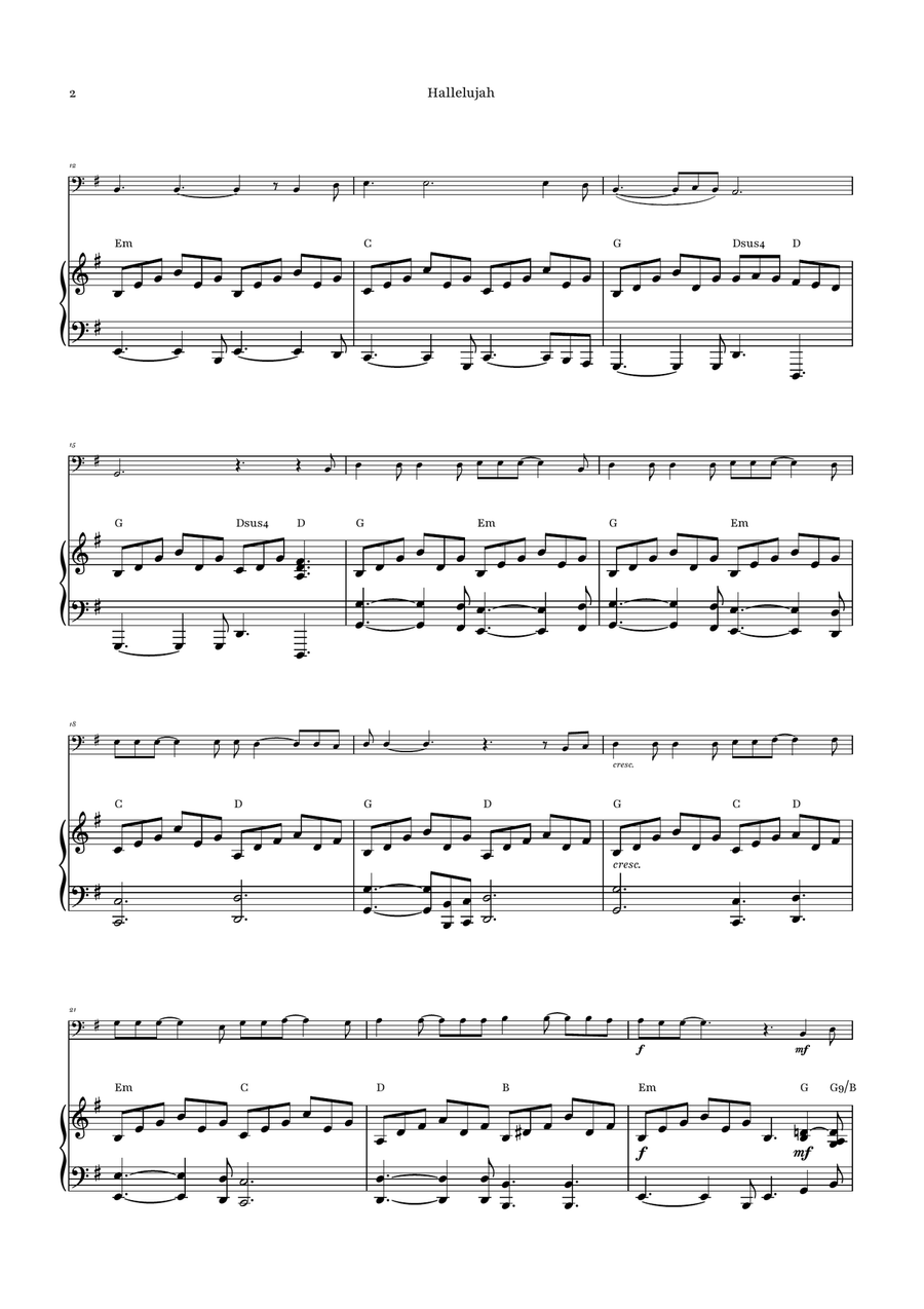 Hallelujah Piano scores gallery preview page 2