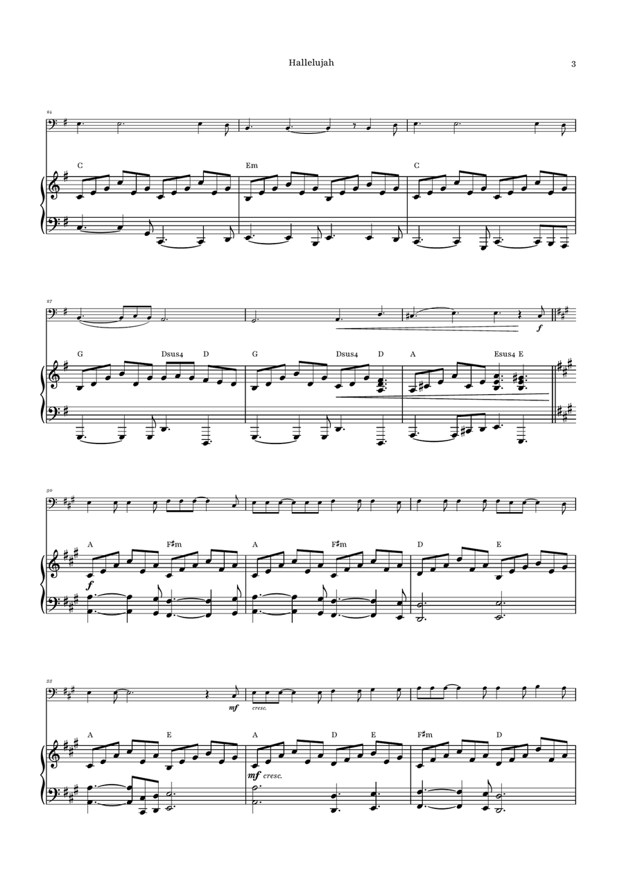 Hallelujah Piano scores gallery preview page 3