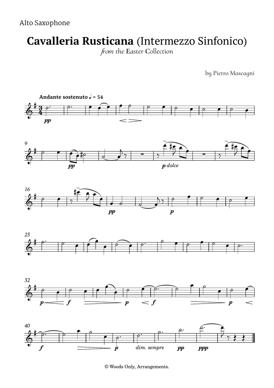 Intermezzo Sinfonico by Pietro Mascagni for Saxophone Quintet Saxophone Quintet scores gallery preview page 4