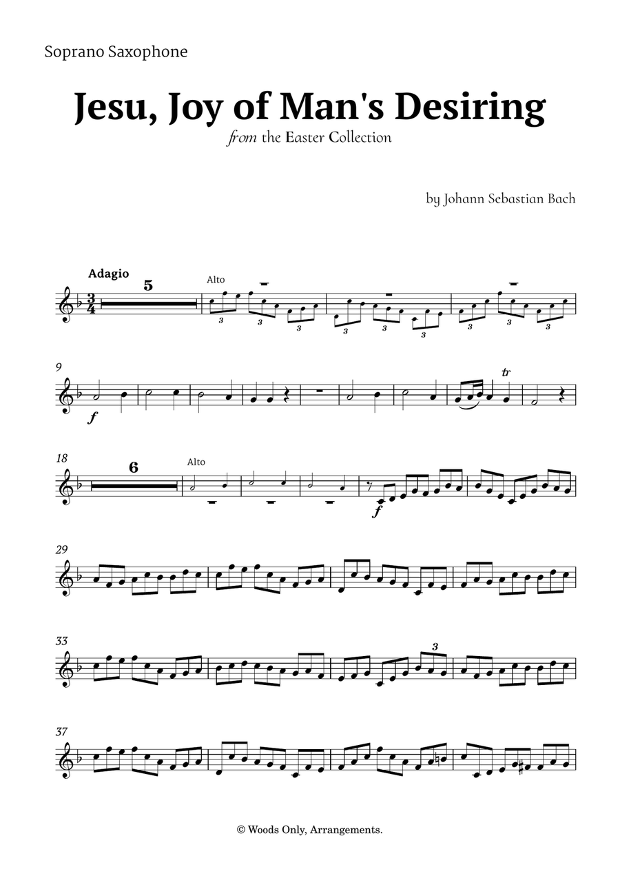Jesu, Joy of Man's Desiring by Bach for Saxophone Quintet Saxophone Quintet scores gallery preview page 6