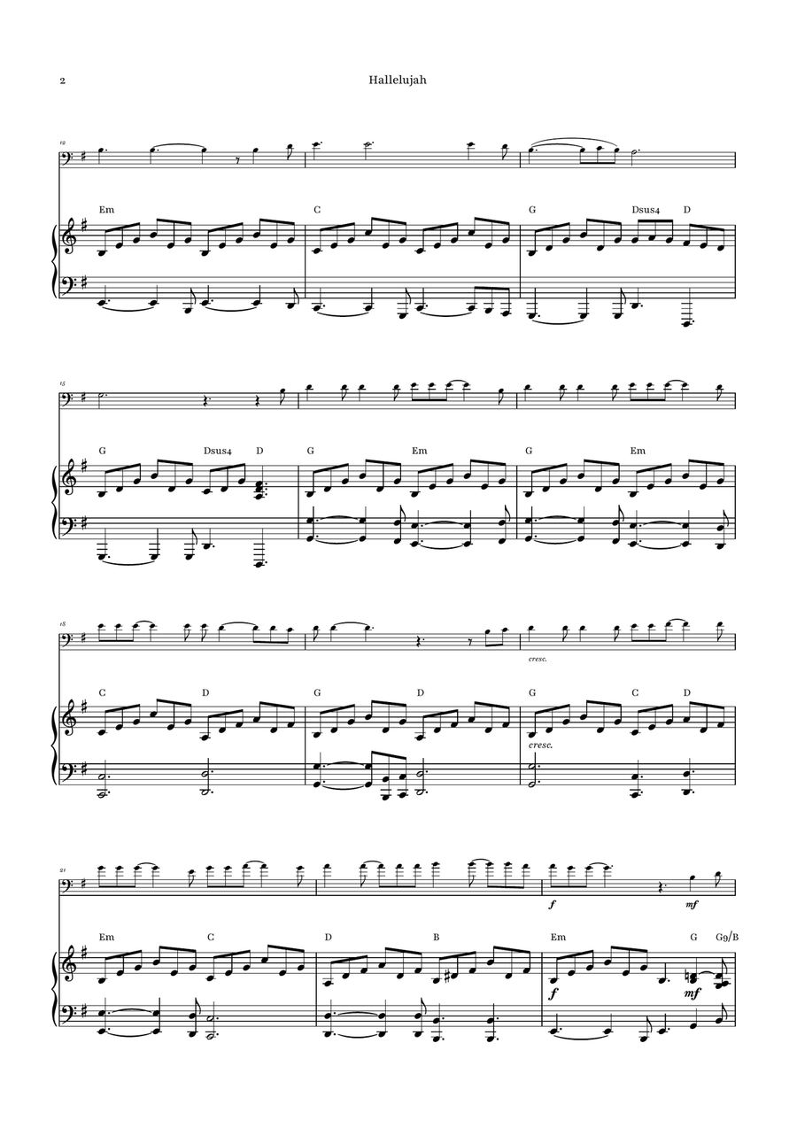 Hallelujah Piano scores gallery preview page 2