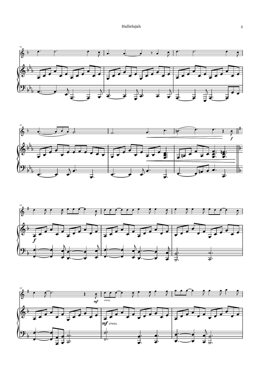 Hallelujah B-Flat Clarinet scores gallery preview page 3