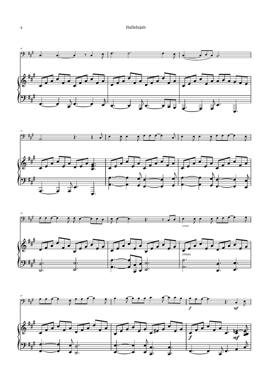 Hallelujah Double Bass scores gallery preview page 2