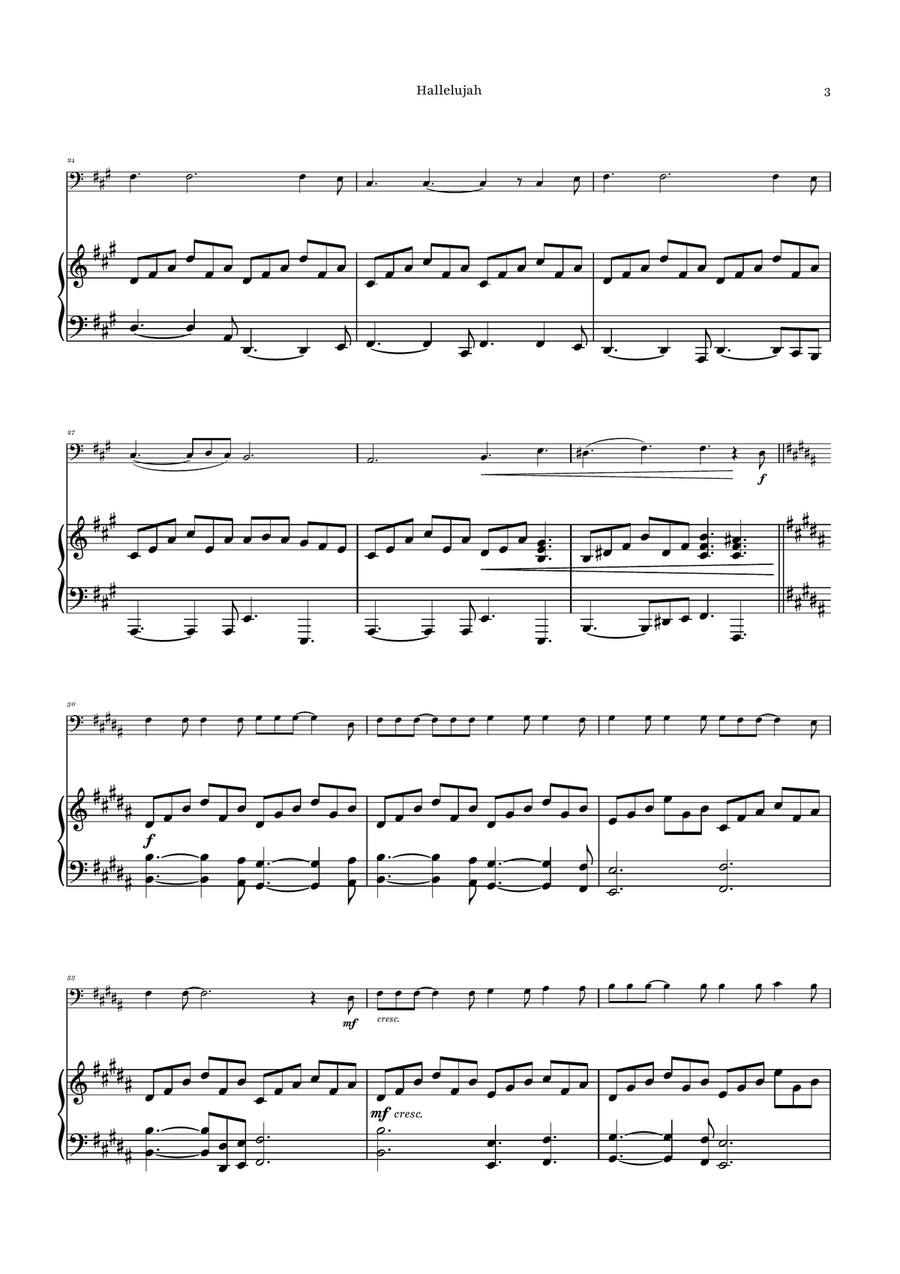 Hallelujah Double Bass scores gallery preview page 3